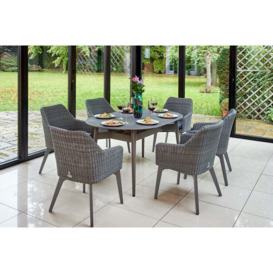 158cm Henley Porcelain Slate & Aluminium Oval Garden Dining Table with 6 Cliveden Dining Armchairs - Bridgman - thumbnail 3