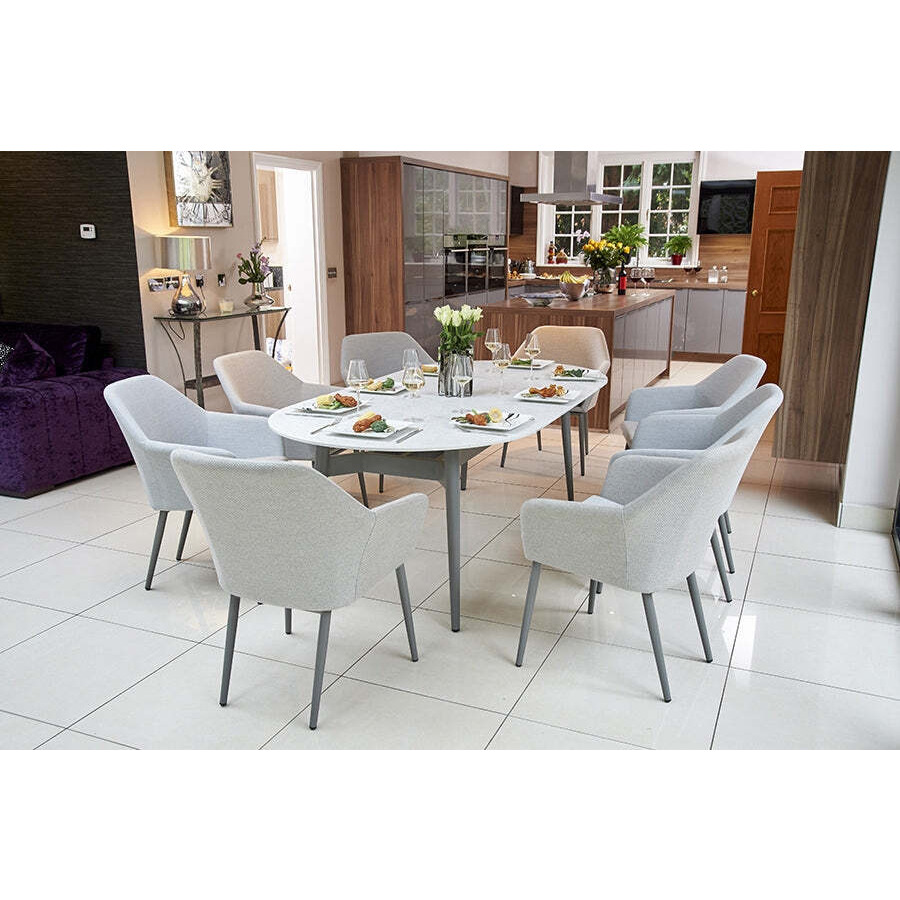 220cm Henley Porcelain Marble & Aluminium Oval Garden Dining Table with 8 Richmond Dining Armchairs - Bridgman - image 1