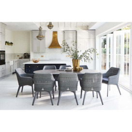 220cm Henley Porcelain Slate & Aluminium Oval Garden Dining Table with 8 Cliveden Dining Armchairs - Bridgman - thumbnail 1