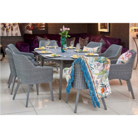 220cm Henley Porcelain Slate & Aluminium Oval Garden Dining Table with 8 Cliveden Dining Armchairs - Bridgman - thumbnail 3