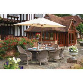 Oval Rattan Garden Dining Table (230cm) with 8 Dining Armchairs - Kensington - Bridgman - thumbnail 1