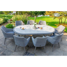 230cm Cliveden Oval Garden Dining Table with 8 Dining Armchairs - Bridgman - thumbnail 3