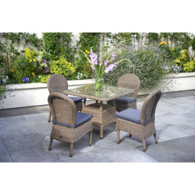 Square Rattan Garden Dining Table (90cm) with 4 Dining Chairs - Kensington - Bridgman - thumbnail 1