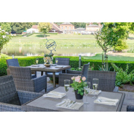 Square Rattan Garden Dining Table (90cm) with 4 Dining Armchairs in Grey - Hampstead - Bridgman - thumbnail 2