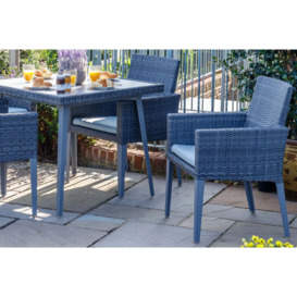 Square Rattan Garden Dining Table (90cm) with 4 Dining Armchairs in Grey - Hampstead - Bridgman - thumbnail 3
