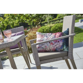 Square Rattan Garden Dining Table (90cm) with 4 Stacking Armchairs in Stone - Hampstead - Bridgman - thumbnail 3