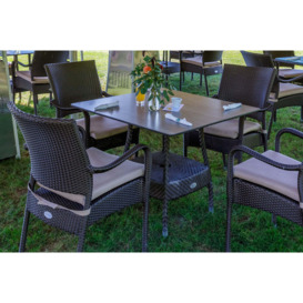 Square Rattan Garden Dining Table (90cm) & 4 Stacking Armchairs in Bronze - Windsor - Bridgman - thumbnail 3