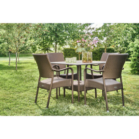Square Rattan Garden Dining Table (90cm) & 4 Stacking Armchairs in Bronze - Windsor - Bridgman - thumbnail 1