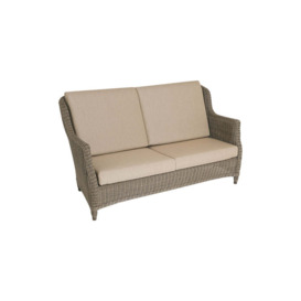 High Back Rattan Garden Sofa in Brown with Grey Cushions - Kensington - Bridgman - thumbnail 3