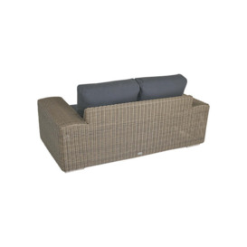 Luxury 2 Seater Rattan Garden Sofa in Brown with Grey Cushions - Kensington- Bridgman - thumbnail 3