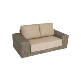 Luxury 2 Seater Rattan Garden Sofa in Brown with Beige Cushions - Kensington- Bridgman - thumbnail 1