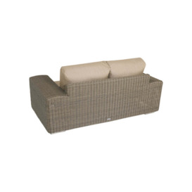Luxury 2 Seater Rattan Garden Sofa in Brown with Beige Cushions - Kensington- Bridgman - thumbnail 3