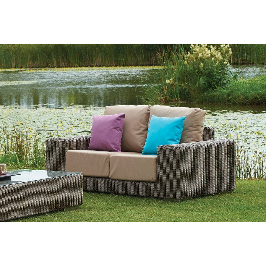 2 Seater Rattan Garden Sofa with Rectangular Coffee Table - Kensington - Bridgman - image 1