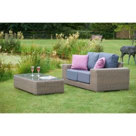 2 Seater Rattan Garden Sofa with Rectangular Coffee Table - Kensington - Bridgman - thumbnail 2
