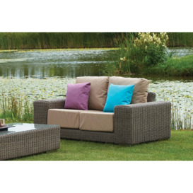 2 Seater Rattan Garden Sofa with Rectangular Coffee Table - Kensington - Bridgman - thumbnail 1