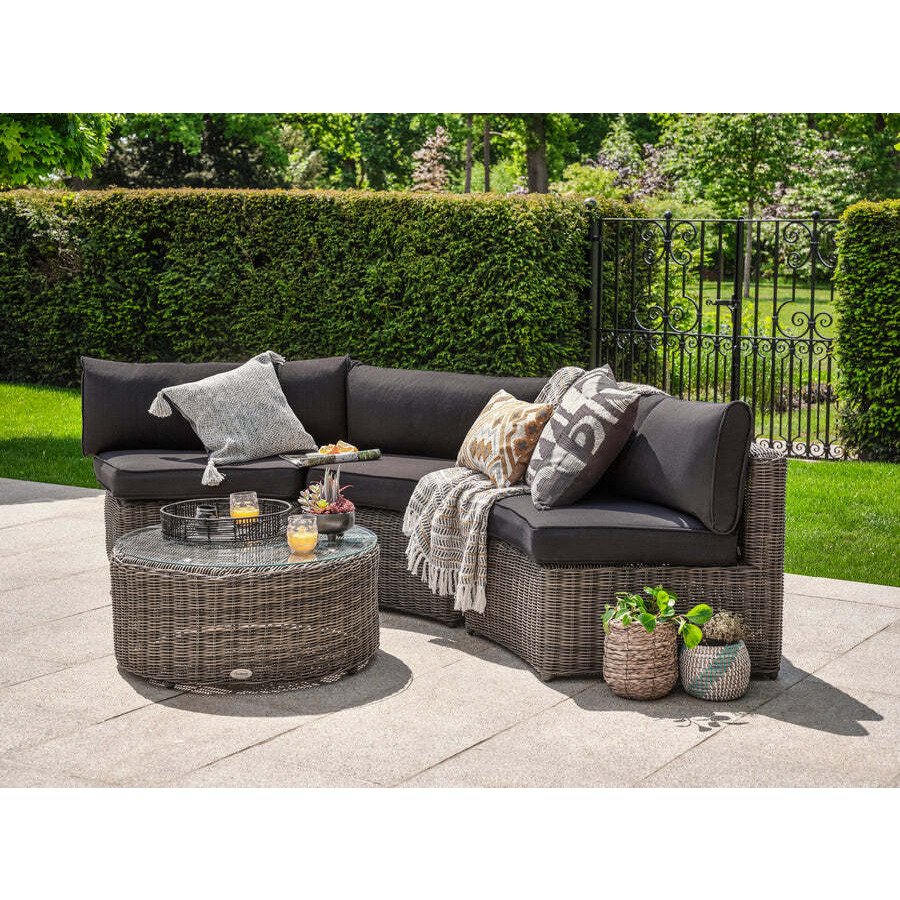 Outdoor Bridgman Mayfair Piece Luxury Curved Rattan Garden Modular