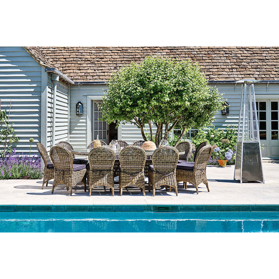Luxury Oval Rattan Garden Dining Table (230cm) with 12 Dining Chairs - Mayfair- Bridgman - image 1