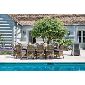 Luxury Oval Rattan Garden Dining Table (230cm) with 12 Dining Chairs - Mayfair- Bridgman - thumbnail 1