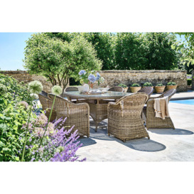 Luxury Oval Rattan Garden Dining Table (230cm) with 8 Dining Chairs - Mayfair- Bridgman - thumbnail 2