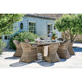 Luxury Oval Rattan Garden Dining Table (230cm) with 8 Dining Chairs - Mayfair- Bridgman - thumbnail 3