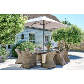 Luxury Oval Rattan Garden Dining Table (230cm) with 8 Dining Chairs - Mayfair- Bridgman - thumbnail 1
