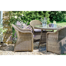 Luxury Round Rattan Garden Dining Table (100cm) with 4 Dining Armchairs - Mayfair- Bridgman - thumbnail 3
