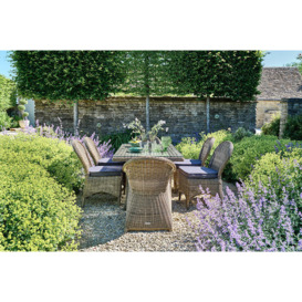Luxury Rectangular Rattan Garden Dining Table (160cm) with 6 Dining Chairs - Mayfair- Bridgman - thumbnail 1