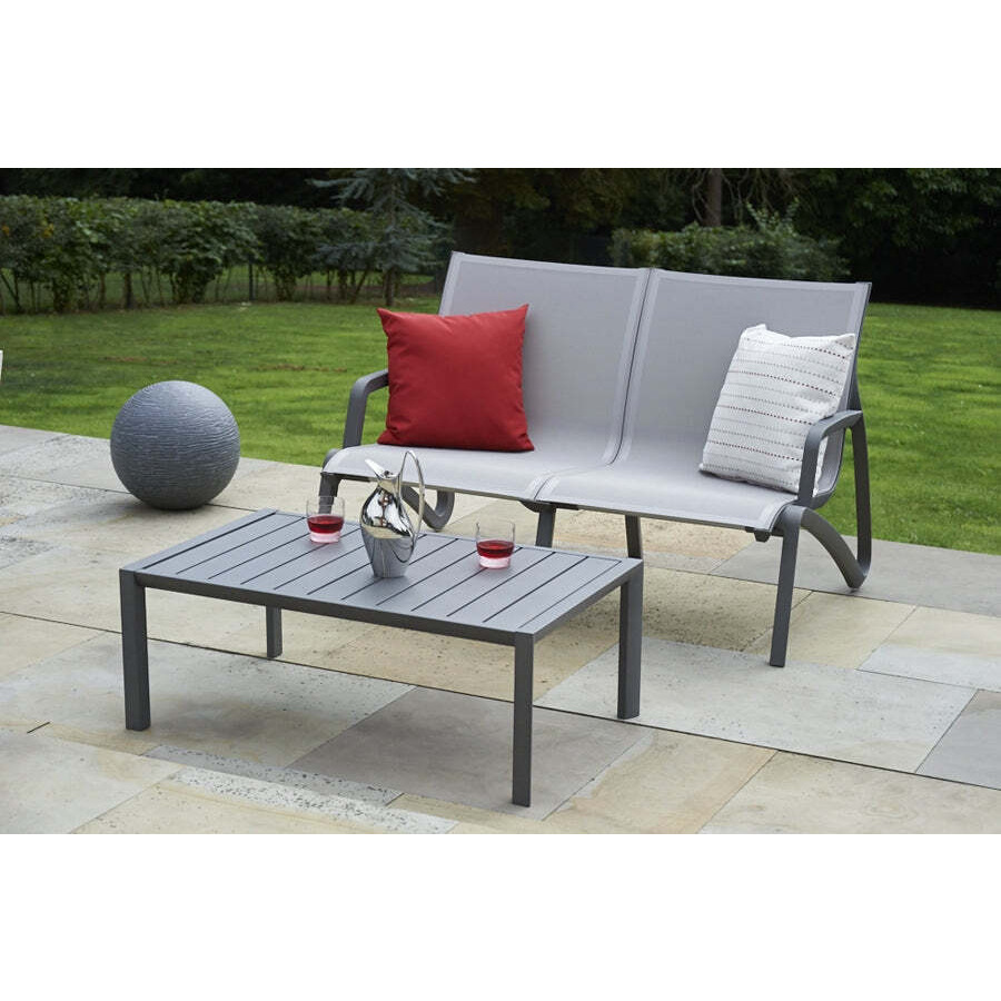 Paris Volcano/Grey 2 Seater Garden Sofa with Rectangular Coffee Table - Bridgman - image 1