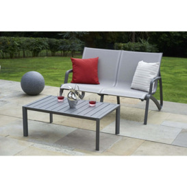 Paris Volcano/Grey 2 Seater Garden Sofa with Rectangular Coffee Table - Bridgman - thumbnail 1