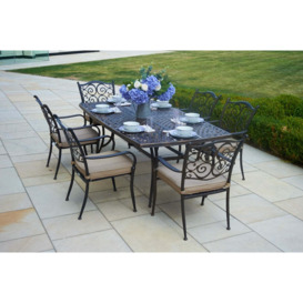 214cm Sorrento Rectangular Garden Dining Table with 6 Stacking Armchairs - Bridgman - thumbnail 1