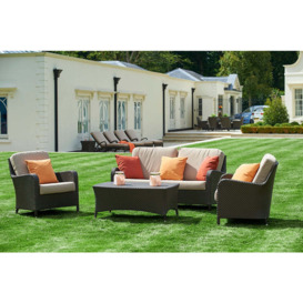 Rattan Garden Sofa with 2 Lounge Armchairs & Coffee Table in Bronze - Windsor - Bridgman - thumbnail 1