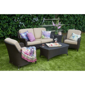 Rattan Garden Sofa with 2 Lounge Armchairs & Coffee Table in Bronze - Windsor - Bridgman - thumbnail 2
