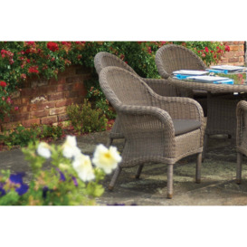 Oval Rattan Garden Dining Table (180cm) with 2 Dining Armchairs & 4 Dining Chairs - Kensington - Bridgman - thumbnail 3