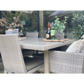 Rectangular Rattan Garden Dining Table (180cm) with 2 Dining Armchairs & 4 Dining Chairs in Stone - Hampstead - Bridgman - thumbnail 3