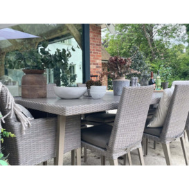 Rectangular Rattan Garden Dining Table (180cm) with 2 Dining Armchairs & 4 Dining Chairs in Stone - Hampstead - Bridgman - thumbnail 2