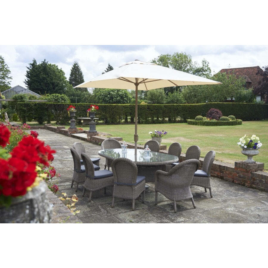 Oval Rattan Garden Table (230cm) with 2 Dining Armchairs & 8 Dining Chairs - Kensington - Bridgman - image 1