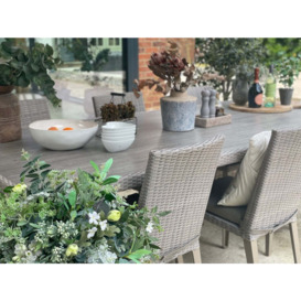 Rectangular Rattan Garden Dining Table (240cm) with 12 Dining Chairs in Stone - Hampstead - Bridgman - thumbnail 3