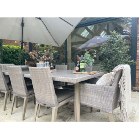 Rectangular Rattan Garden Dining Table (240cm) with 8 Dining Chairs in Stone - Hampstead - Bridgman - thumbnail 2