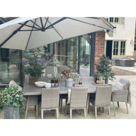 Rectangular Rattan Garden Dining Table (240cm) with 8 Dining Chairs in Stone - Hampstead - Bridgman - thumbnail 3
