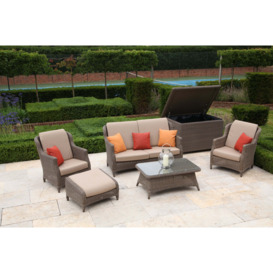 Kensington High Back Garden Sofa with 2 Lounge Armchairs, Footstool & Rectangular Coffee Table - Bridgman - thumbnail 2