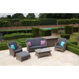 Kensington High Back Garden Sofa with 2 Lounge Armchairs, Footstool & Rectangular Coffee Table - Bridgman - thumbnail 1