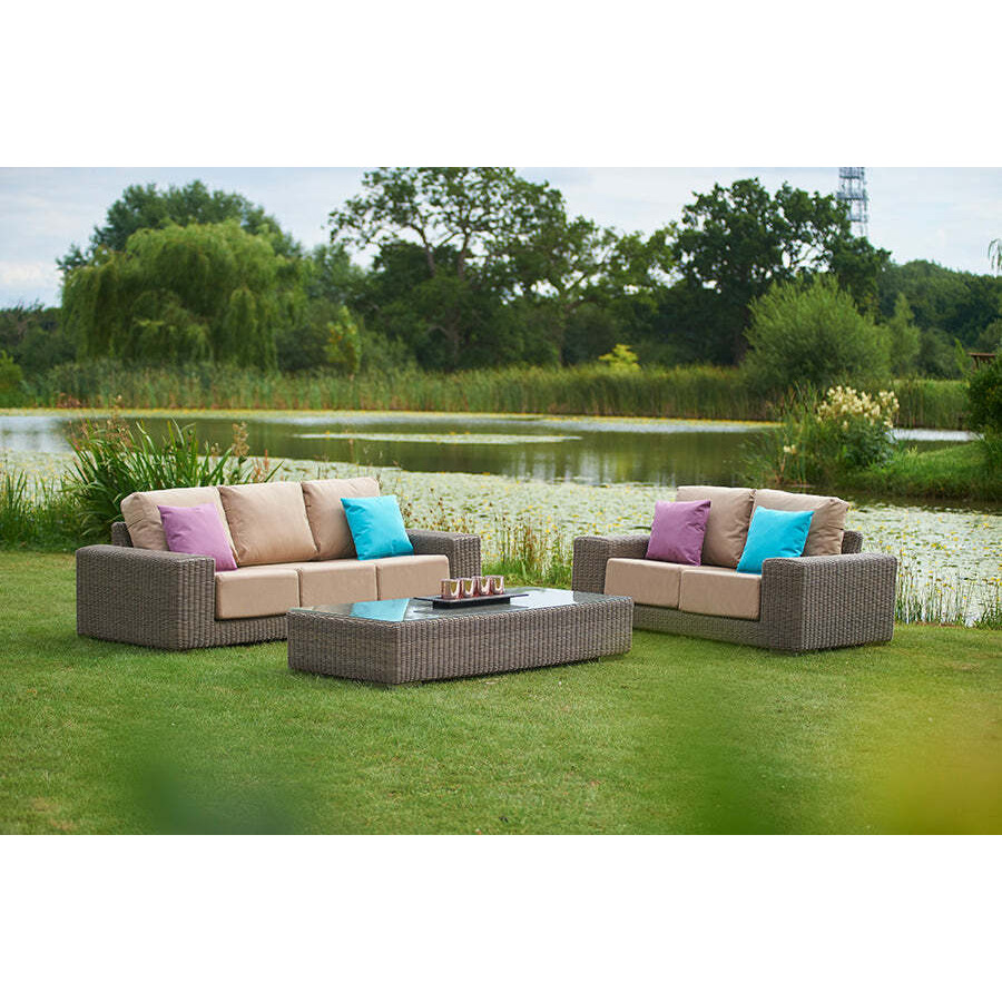 3 Seater Rattan Garden Sofa with 2 Seater Garden Sofa & Rectangular Coffee Table - Kensington - Bridgman - image 1