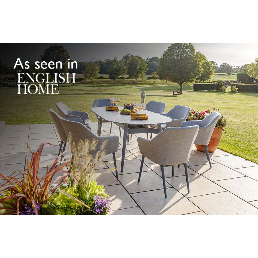 220cm Henley Porcelain Slate & Aluminium Oval Garden Dining Table with 8 Richmond Dining Armchairs - Bridgman - image 1