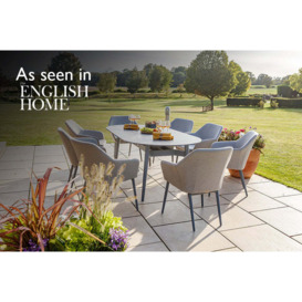 220cm Henley Porcelain Slate & Aluminium Oval Garden Dining Table with 8 Richmond Dining Armchairs - Bridgman - thumbnail 1