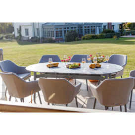 220cm Henley Porcelain Slate & Aluminium Oval Garden Dining Table with 8 Richmond Dining Armchairs - Bridgman - thumbnail 3
