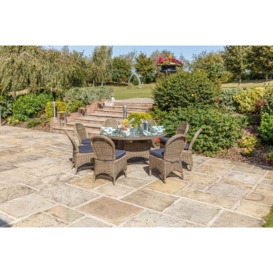 Luxury Round Rattan Garden Dining Table (170cm) with 8 Dining Chairs - Mayfair- Bridgman - thumbnail 1