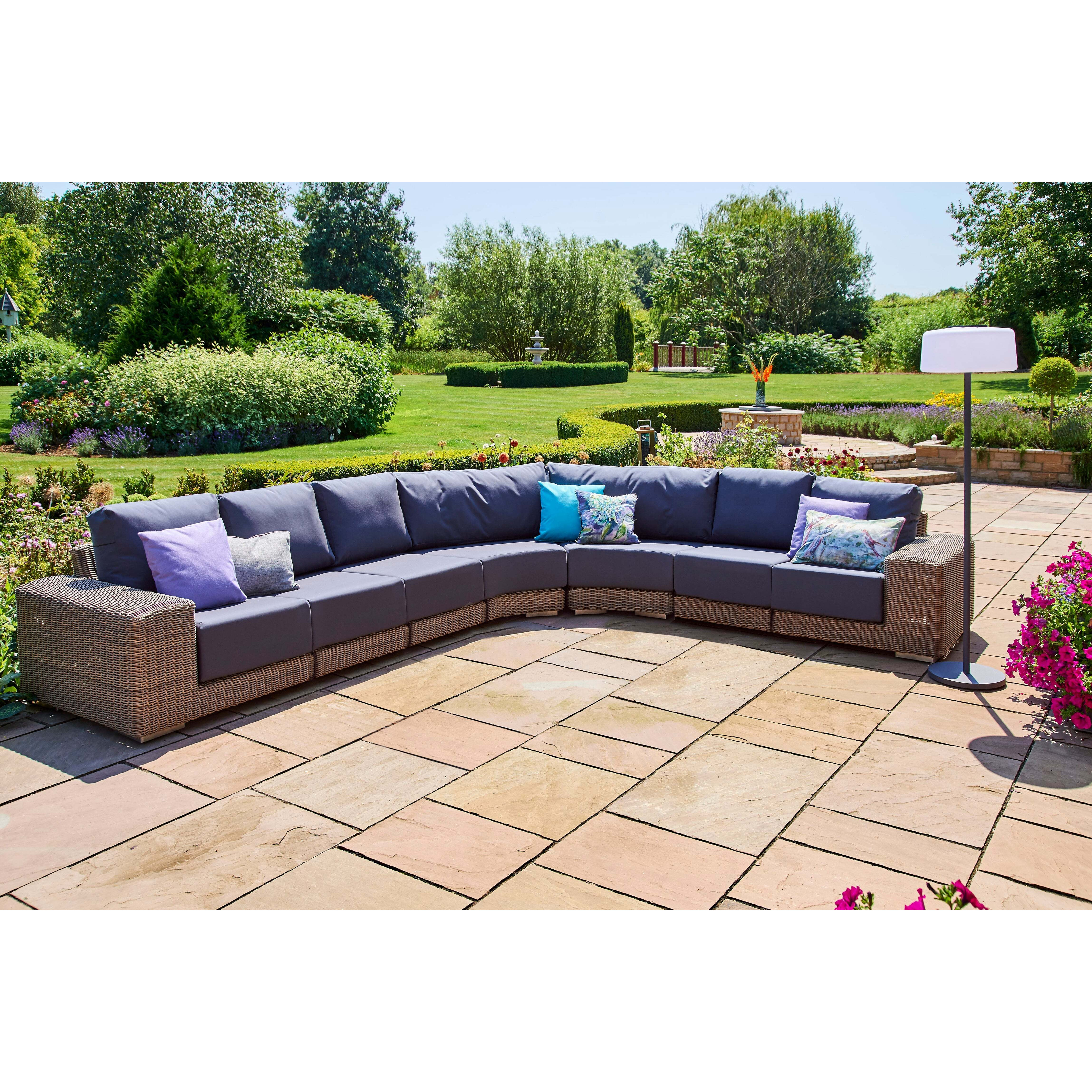 Kensington Curved Rattan Garden Modular Sofa Set F (Without Coffee Tables) - image 1