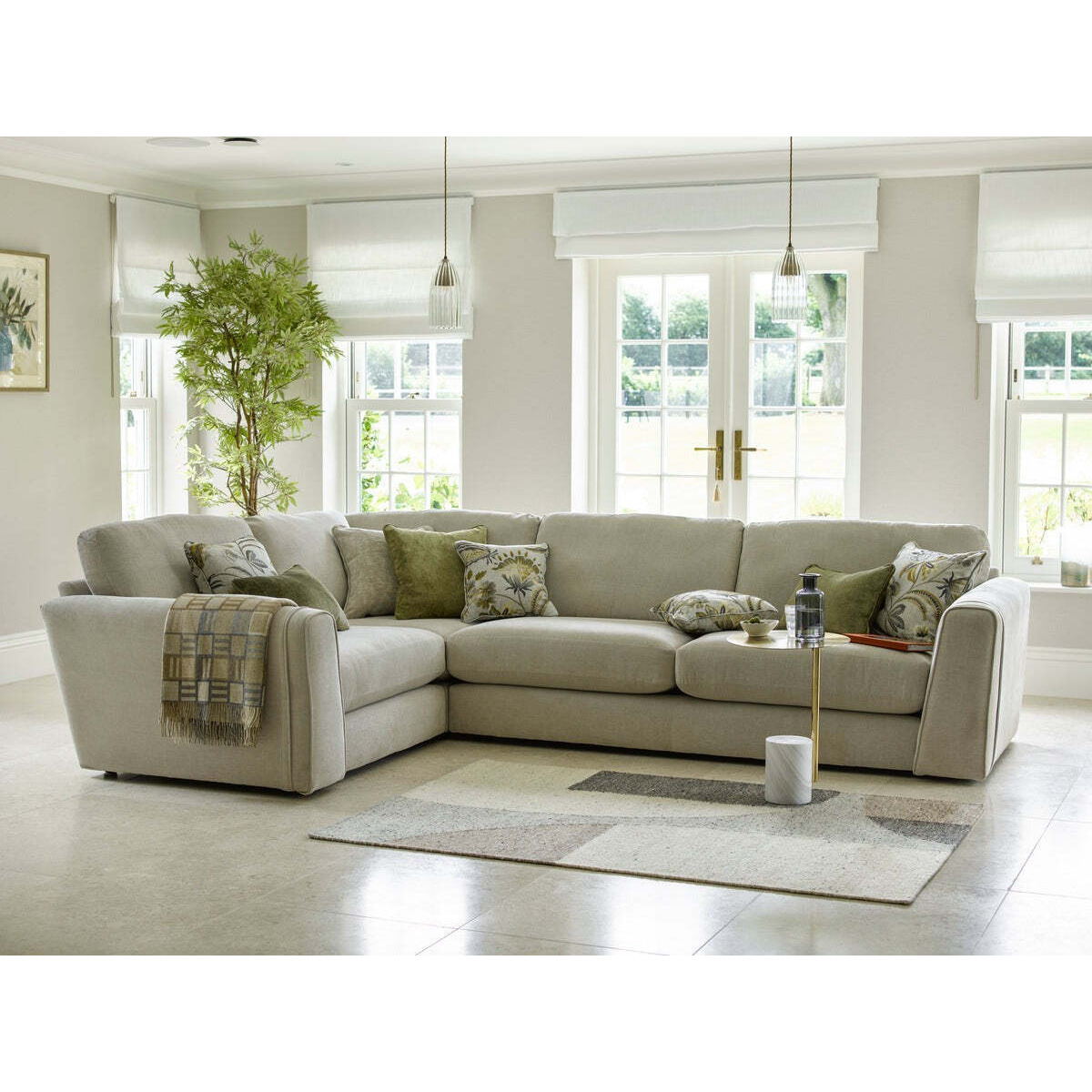 Divani Casa Hawkey U-Shape Full Leather Left Facing Sectional Sofa in White, image size:1200x1200