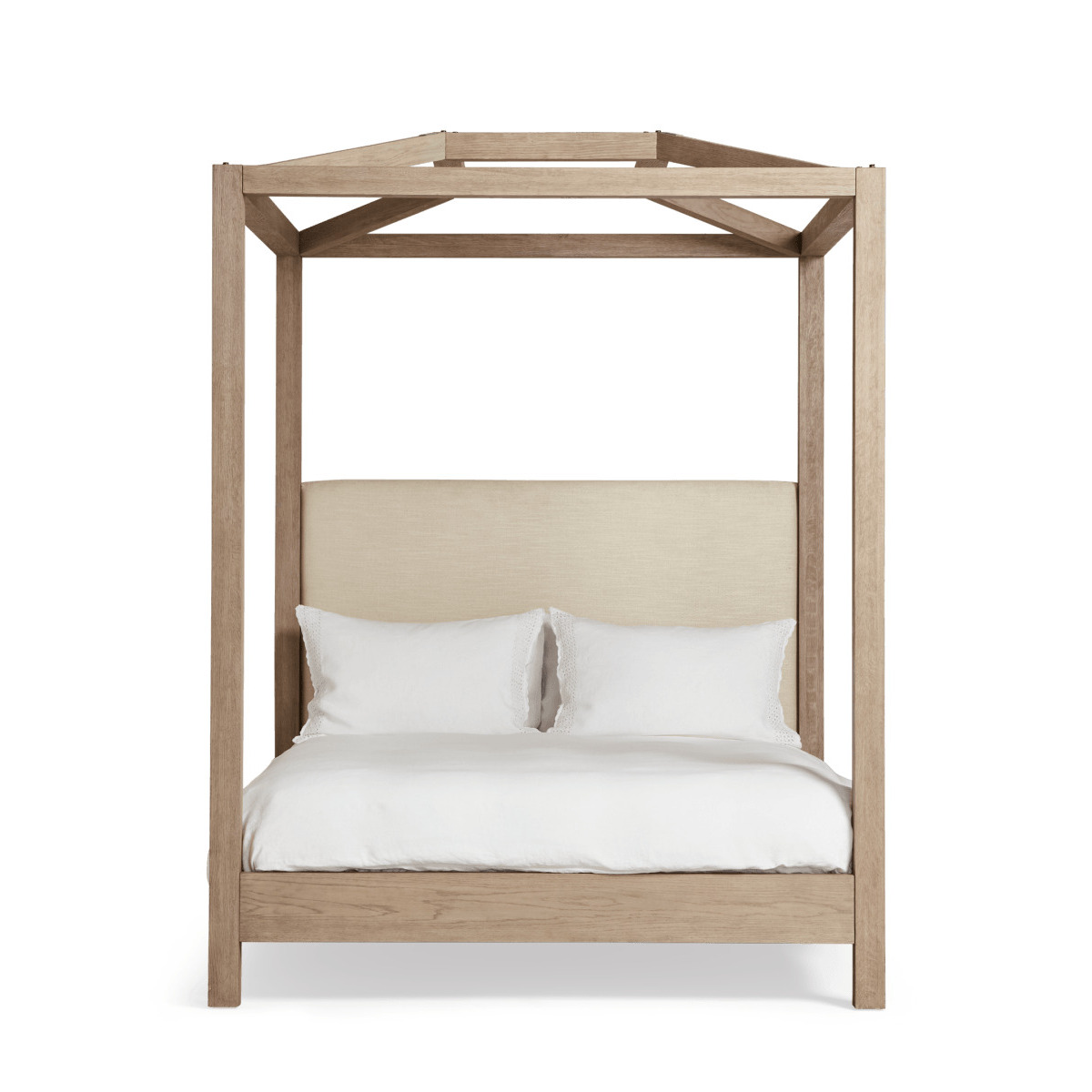 OKA, Hester Four-Poster Bed, Super King-Size - Natural, Beds, MDF Wood/Oak Wood/Plywood/Upholstered