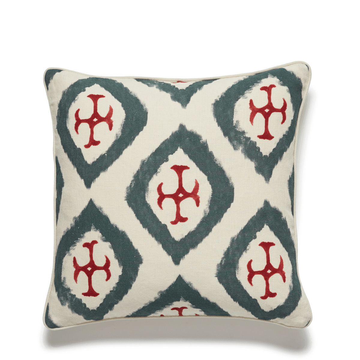 OKA, Borrayo Cross Cushion Cover - Dark Blue, Cushion Covers, Cotton/Linen, Damasque/Geometric